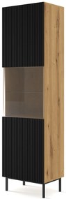 Vitrína 1DS Rowanna (dub artisan + čierna). Akcia -20%. Vlastná spoľahlivá doprava až k Vám domov. 1125021