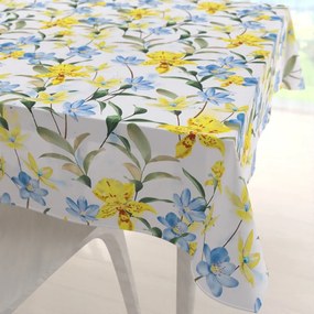 Biante Teflónový štvorcový obrus TF-081 Žlto-modré ľalie na bielom 130x130 cm