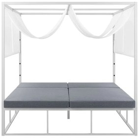 Záhradná posteľ s baldachýnom biela/sivá PALLANZA Beliani