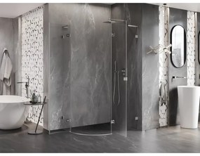 Mexen Lunar, L pravý polkruhový sprchový kút 80 x 70 cm, 8mm číre sklo, oceľový profil, 833L-080P-070L-97-00