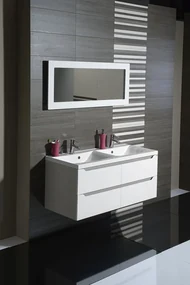 Sapho Sapho, WAVE dvojumývadlová skrinka 119,7x50x47,8cm, biela/dub strieborný (WA122), WA120-3011
