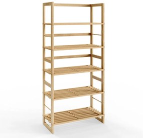 Drevený policový regál ÖLAND, 58x27x136cm, 5 políc, hnedá Casaria