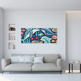 Obraz – Kreslené vodné zvieratká (120x50 cm)