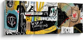 Obraz - Graffiti (s hodinami) (90x30 cm)