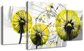 Gario Obraz s hodinami Krásne žlté púpavy - 3 dielny Rozmery: 100 x 70 cm