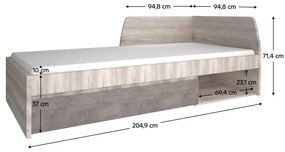 Jednolôžková posteľ 90 IRON (gaštan nairobi + onyx) (s roštom). Vlastná spoľahlivá doprava až k Vám domov. 1091600