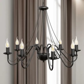 Luster na reťazi MALBO 8xE14/10W/230V čierny