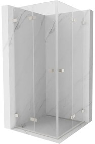 Mexen Lunar-F Duo, skladací sprchový kút 90 x 90 cm, 8mm číre sklo, oceľový profil, 836-090L-090P-97-00