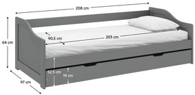 Posteľ s výsuvnou prístelkou Lusid (sivá) . Vlastná spoľahlivá doprava až k Vám domov. 1064007