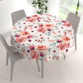 Biante Bavlnený okrúhly obrus Sandra SA-669 Červeno-ružové akvarelové kvety Ø 50 cm