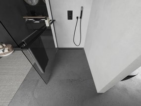Mexen Kioto, sprchová zástena Walk-In Walk-in 105 x 200 cm, 8mm číre sklo, čierny profil + vešiak na uteráky s poličkou, 800-105-121-70-00