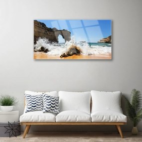 Skleneny obraz Pláž more vlny krajina 100x50 cm