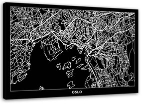 Obraz na plátně Mapa města Oslo - 120x80 cm