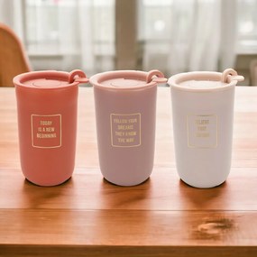 Florina Hrnček s dvojitou stenou a viečkom AUTUMN 330 ml, terakota