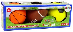 LEAN TOYS Sada mäkkých športových loptičiek 3v1