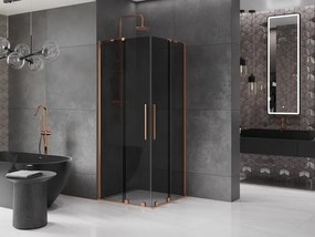 Mexen Velar Duo, sprchový kút s posuvnými dverami 80 x 80 cm, 8mm šedé sklo, medená matná, 871-080-080-42-65