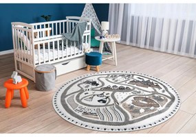Detský kusový koberec Dedinka krémovo biely kruh 160cm