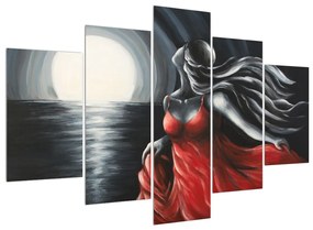 Obraz ženy v červených šatách (150x105 cm)