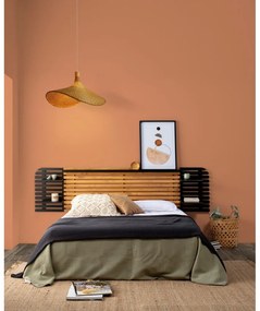 Čierne/prírodné čelo postele z borovicového dreva 240x62 cm Dimas – Marckeric