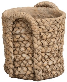 Hnedý cementový kvetináč s pleteným vzorom z listov Leavia - 26*28*27cm