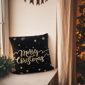 Vánoční povlak na polštář Merry Christmas 45x45 cm černý