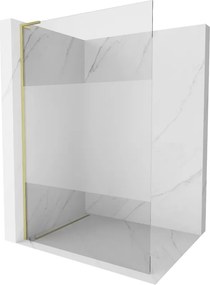 Mexen Kioto L, sprchová zástena Walk-In 100 x 200 cm, 8mm číre sklo-námraza, zlatý matný profil, 800-100-103-55-35
