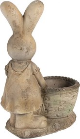 Béžová antik dekorácia králičice s kvetináčikom - 38*22*49 cm