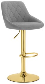 Barová stolička KAST - sivý zamat / zlatý základ