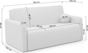 Rozkladacia pohovka Nido 140 cm s úložným priestorom - svetlobéžové buklé Quelle 03