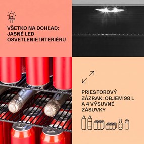 Klarstein Beersafe 3XL, chladnička, 98 l, 4 zásuvné police, 7 úrovní, čierna