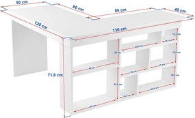 Rohový PC stolík Cete (biela). Akcia -22%. Vlastná spoľahlivá doprava až k Vám domov. 1144652