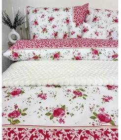 Bavlnené obliečky Ružové ružičky 140x200/70x90 cm – zips