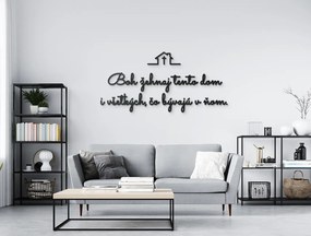 drevko Drevený citát Boh žehnaj tento dom Rozmer obrazu: 40,5 x 86 cm, Farba dekorácie: Čierna