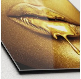 Sklenený obraz Golden Lips I 30x30 cm