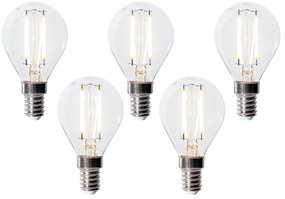 Sada 5 stmievateľných LED žiaroviek E14 P45 číre sklo 3W 250 lm 2700K
