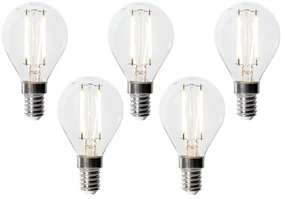 Sada 5 stmievateľných LED žiaroviek E14 P45 číre sklo 3W 250 lm 2700K