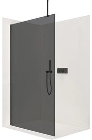 CERANO - Sprchová zástena Walk-in Onyx Top L/P - guľatá vzpera - čierna matná, grafitové sklo - 70x200 cm, CER-CER-8050BD1682