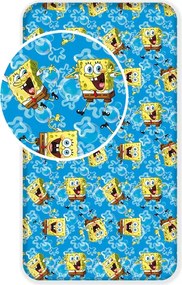 Jerry Fabrics Detské licenčné prestieradlo z bavlny Sponge Bob blue 90x200 cm