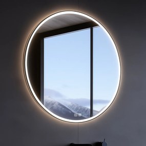 Nimco Čierne okrúhle LED zrkadlo pr. 1000 mm s dvoma dotykovými senzormi - ZPC 28004RVX-90