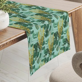 Biante Dekoračný behúň na stôl PML-088 Eukalypty na mätovom 35x140 cm
