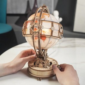 Robotime Rokr Svítící 3D dřevěné puzzle Globus 180 ks