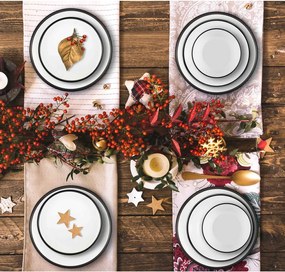 Sada 6 bielych porcelánových dezertných tanierov Mia Halos Black, ⌀ 19 cm