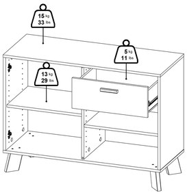 Biela/v prírodnej farbe komoda v dekore duba 99x73x39 cm Ikast – Tvilum