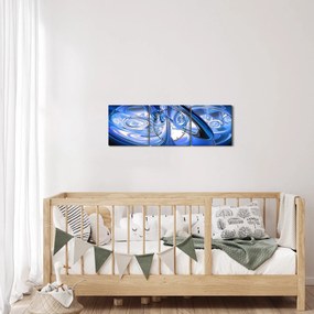 Modrý abstraktný obraz (s hodinami) (90x30 cm)