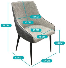 Teddy stoličky s prevrátenými farbami, béžovo-sivá/sivo-béžová, 2 ks