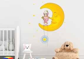 Zvieratká na mesiaci - detská nálepka na stenu