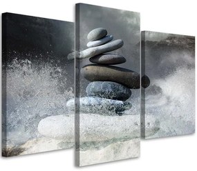 Obraz na plátně třídílný Kameny Zen Mořské vlny - 60x40 cm