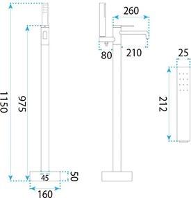 Rea Venti, voľne stojaca vaňová batéria, h-1150, medená lesklá, REA-B9648