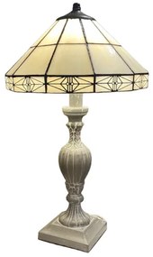 Stolná lampa Tiffany štýl WOOD ANTIQUE CREAM Ø32*56 1*E27