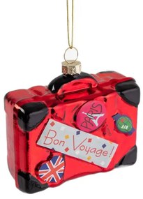 Vianočná dekorácia GLASSO cestovný kufor 714955